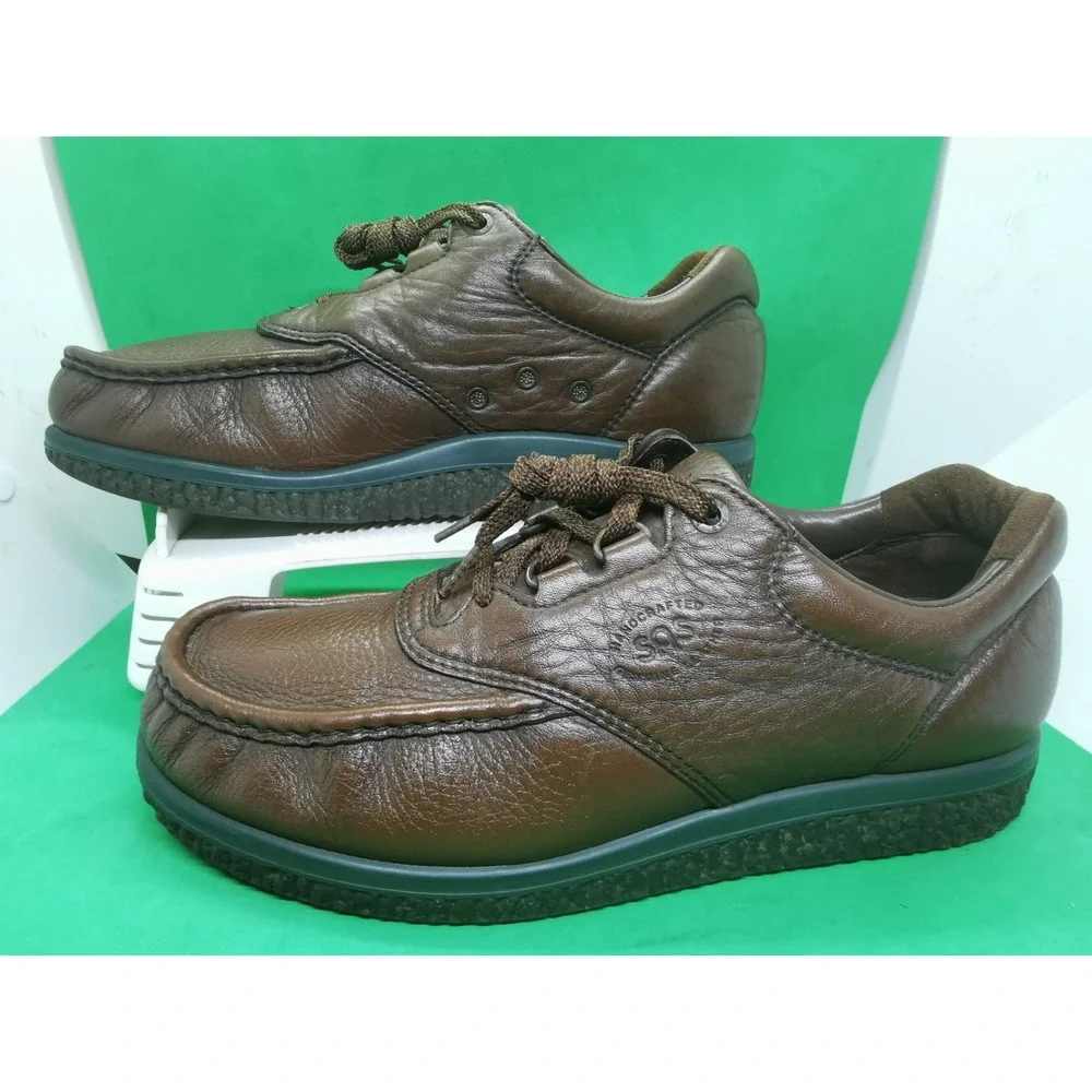 SAS PATHFINDER Handcrafted Brown Tumbled Leather Moc Toe Shoes Men's Size 11 N